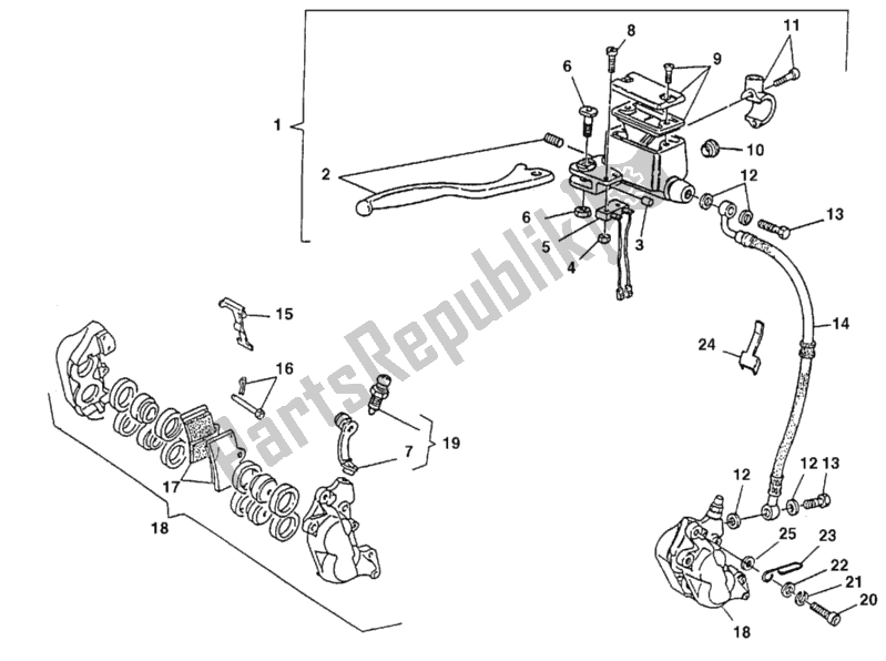 Tutte le parti per il Sistema Frenante Anteriore del Ducati Monster 600 Dark City 1999